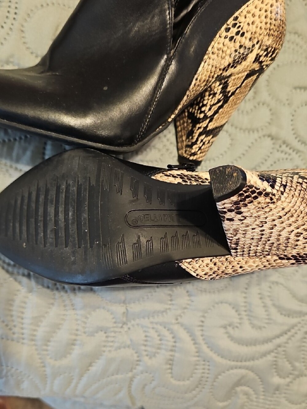 The Limited Women’s Black Ankle Booties with Snake-Print Heel - Picture 5 of 5